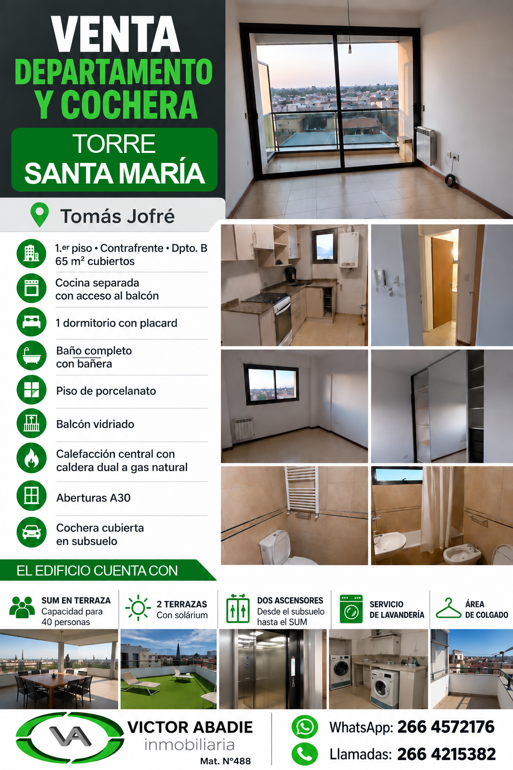 Departamento Con Cochera En Venta · Torre Santa María